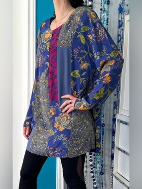 Oversized Patchwork Tunic • Multicoloured Floral Paisley • Vintage Carole Little